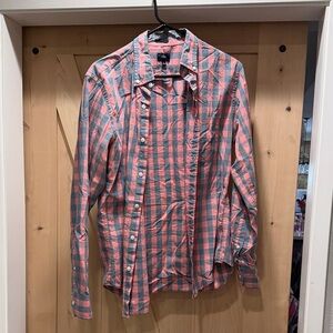 J. Crew Coral and Gray Plaid Shirt